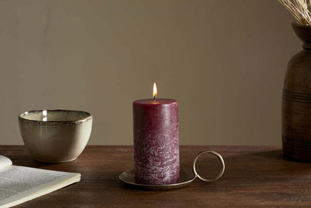 nkuku Rustic Soy Blend Pillar Candle - Candles & Home Fragrance - Small - Dark Cherry