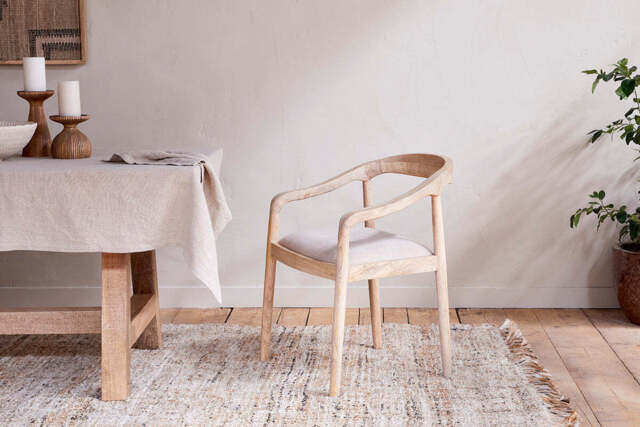 nkuku Anbu Mango Wood Upholstered Dining Chair - Seating - One Size - Natural