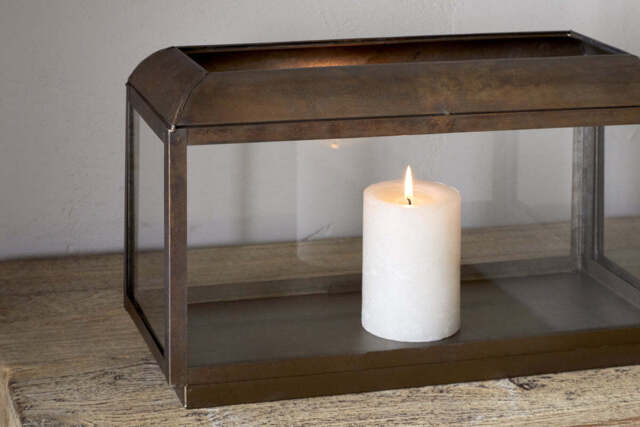 nkuku Kiwanda Wide Lantern - Candles Holders & Lanterns - One Size - Antique Brass