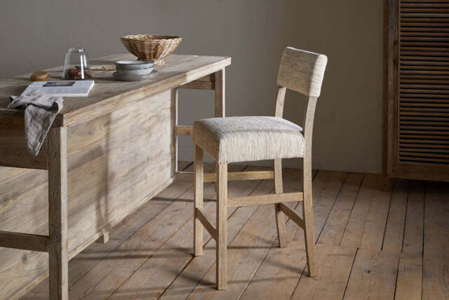 nkuku Zoha Cotton & Jute Upholstered Counter Dining Chair - Seating - One Size - Natural
