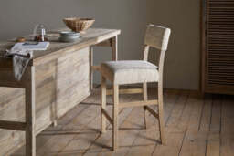 nkuku Zoha Cotton & Jute Upholstered Counter Dining Chair - Seating - One Size - Natural