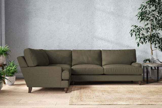 nkuku Marri Left Hand Corner Sofa - Make To Order - Grand - Recycled Cotton Fatigue