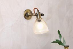 nkuku Rarni Recycled Glass Single Wall Light - Lights - Gold - Antique Brass