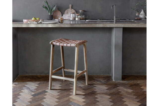 nkuku Adembi Woven Leather Counter Stool - Seating - One Size - Natural