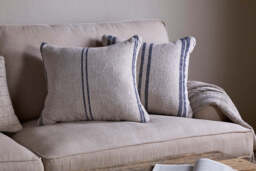 nkuku Tendali Linen Stripe Cushion Cover - Textiles - Navy - 50 x 50 cm Thin Stripe