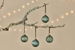 nkuku Hara Baubles Set Of 4 - Christmas Decorations - Green
