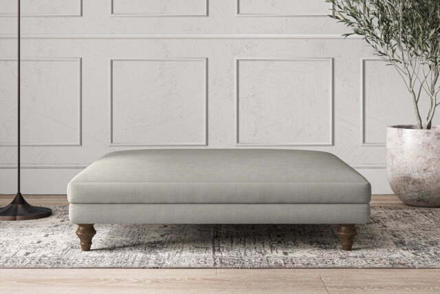 nkuku Deni Dining Footstool - Make To Order - Grand - Brera Linen Smoke