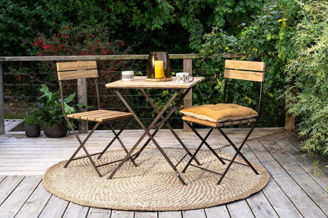 nkuku Rishikesh Reclaimed Wood & Iron Folding Dining Chairs Set Of 2 - Garden - Distressed Brown
