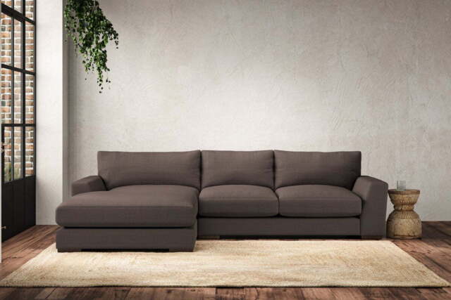 nkuku Guddu Left Hand Chaise Sofa - Make To Order - Medium - Recycled Cotton Mocha