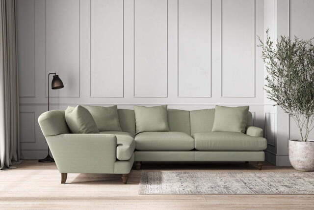 nkuku Deni Left Hand Corner Sofa - Make To Order - Large - Recycled Cotton Seaspray