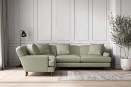 nkuku Deni Large Left Hand Corner Sofa - Make To Order - Recycled Cotton Seaspray - No Colour