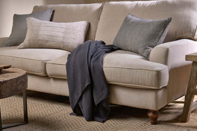 nkuku Nahan Moss Stitch Cotton Throw - Textiles - One Size - Charcoal
