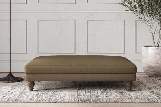 nkuku Deni Dining Footstool - Make To Order - Large - Brera Linen Chestnut
