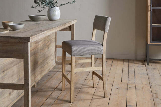 nkuku Nadeeka Linen Upholstered Counter Dining Chair - Seating - One Size - Soft Grey