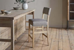 nkuku Nadeeka Linen Upholstered Counter Dining Chair - Seating - One Size - Soft Grey