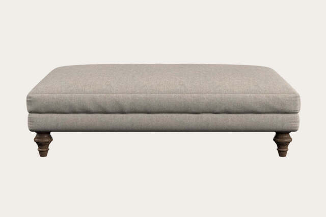 nkuku Marri Large Dining Footstool - Make To Order - Brera Linen Natural - Recycled Cotton Lavender