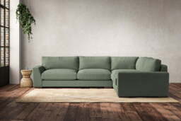 nkuku Guddu Large Right Hand Corner Sofa - Make To Order - Brera Linen Jade - No Colour