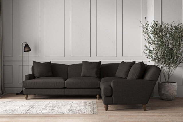 nkuku Deni Right Hand Corner Sofa - Make To Order - Super Grand - Brera Linen Espresso