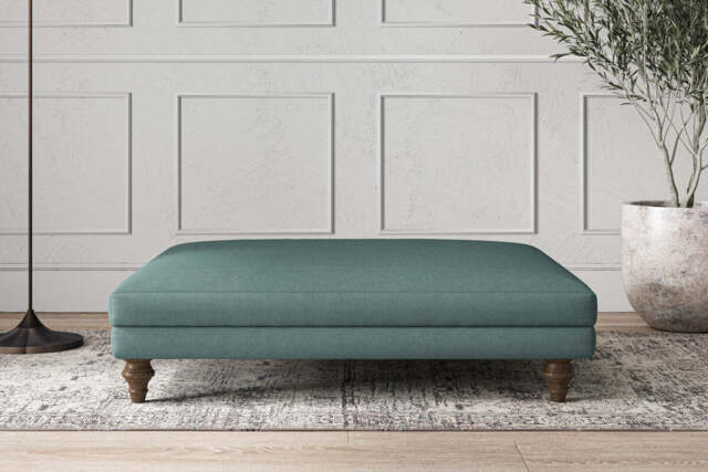 nkuku Deni Dining Footstool - Make To Order - Grand - Recycled Cotton Airforce
