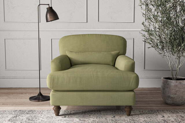 nkuku Deni Armchair - Make To Order - Brera Linen Sage - No Colour