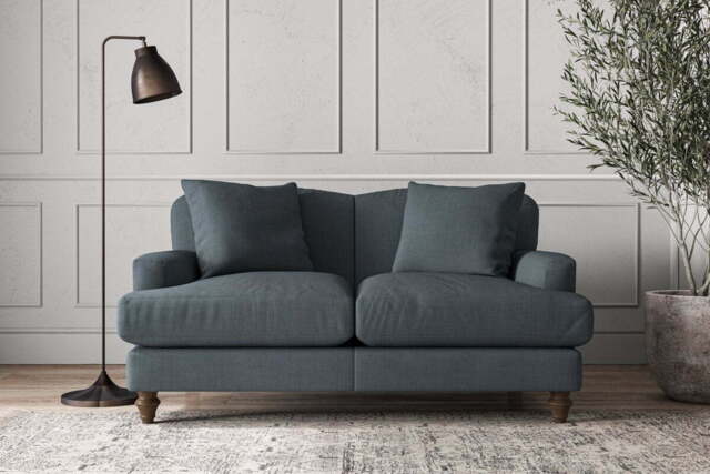 nkuku Deni Small Sofa - Make To Order - Brera Linen Dusk - Brera Linen Jade