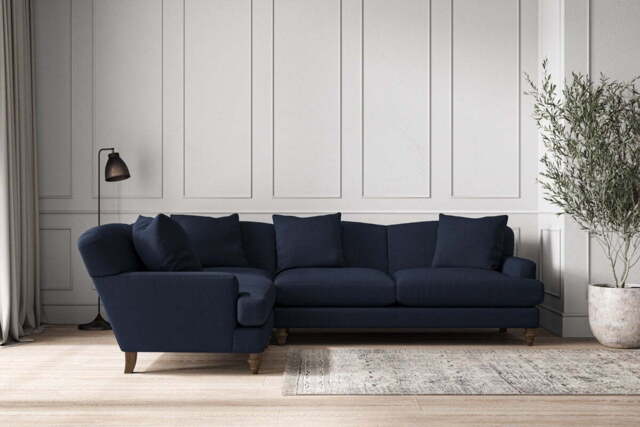 nkuku Deni Large Left Hand Corner Sofa - Make To Order - Brera Linen Indigo - No Colour
