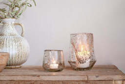 nkuku Linora Recycled Glass Tealight Holder - Candles Holders & Lanterns - Large - Clear