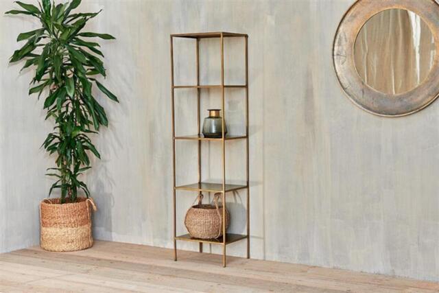 nkuku Mahi Shelving Unit - Storage Furniture - One Size - Antique Brass
