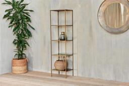 nkuku Mahi Shelving Unit - Storage Furniture - One Size - Antique Brass