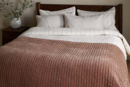 nkuku Nidra Velvet & Linen Bed Quilt - Textiles - Rust - 220 x 240 cm