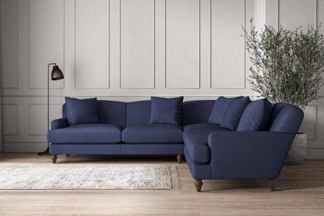 nkuku Deni Large Corner Sofa - Make To Order - Recycled Cotton Navy - No Colour