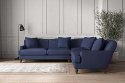 nkuku Deni Large Corner Sofa - Make To Order - Recycled Cotton Navy - No Colour