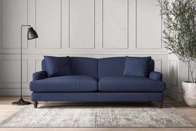 nkuku Deni Sofa - Make To Order - Grand - Recycled Cotton Navy