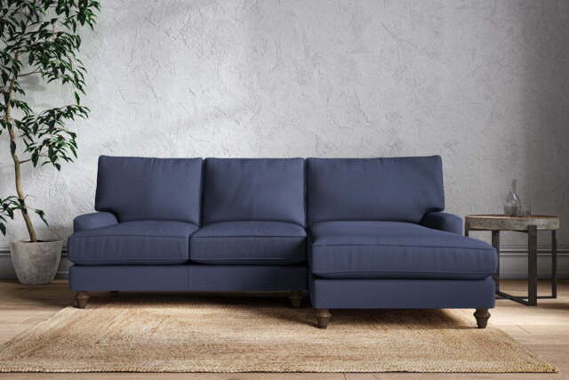 nkuku Marri Right Hand Chaise Sofa - Make To Order - Large - Recycled Cotton Navy