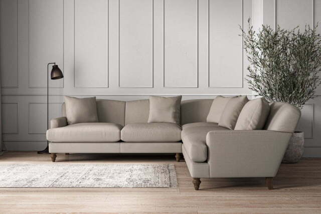 nkuku Deni Corner Sofa - Make To Order - Large - Recycled Cotton Flax
