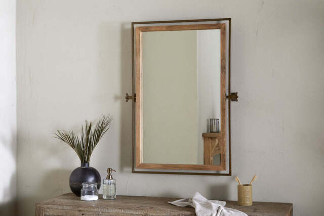 nkuku Mar Swivel Wall Mirror - Mirrors - One Size - Antique Brass & Natural