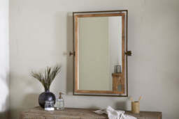nkuku Mar Swivel Wall Mirror - Mirrors - One Size - Antique Brass & Natural