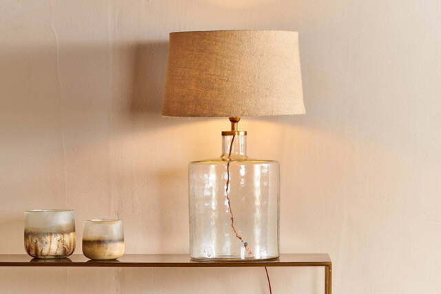 nkuku Edina Recycled Glass Table Lamp - Lamps - Clear - Large