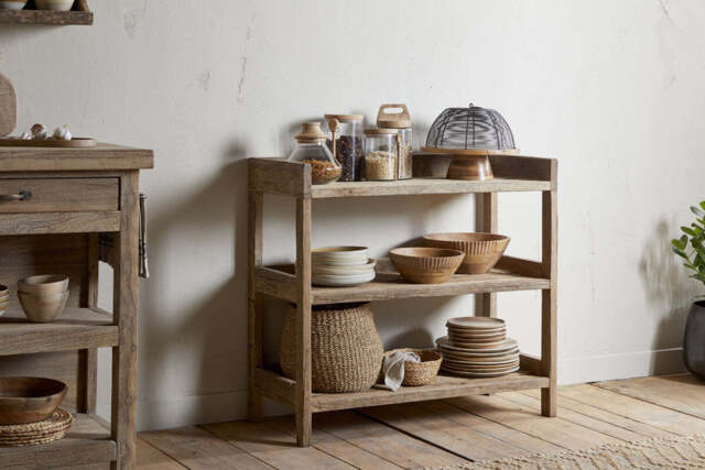 nkuku Ibo Reclaimed Wood Pantry Standing Shelves - Storage Furniture - One Size - Natural