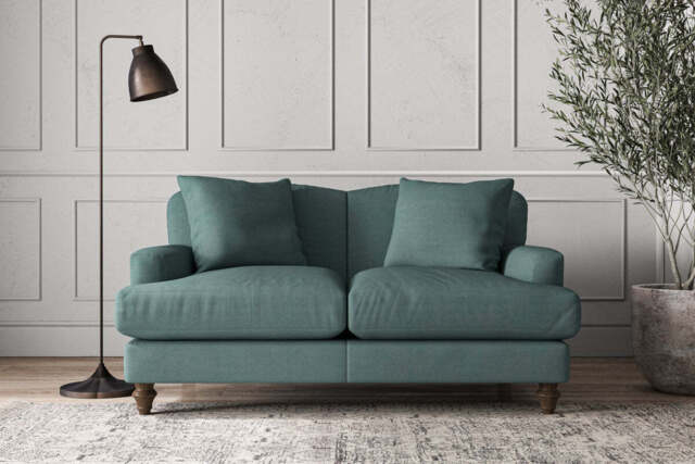 nkuku Deni Small Sofa - Make To Order - Recycled Cotton Teal - Recycled Cotton Airforce