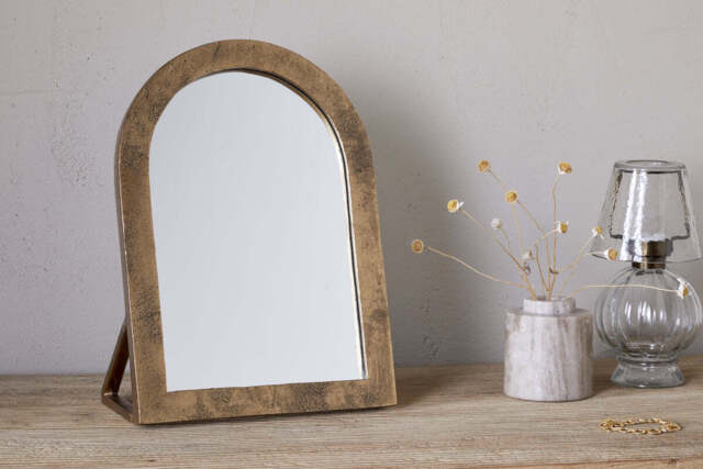 nkuku Cayce Cast Aluminum Vanity Mirror - Mirrors - One Size - Antique Brass