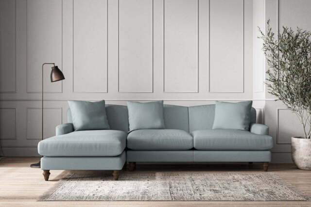 nkuku Deni Left Hand Chaise Sofa - Make To Order - Large - Recycled Cotton Horizon