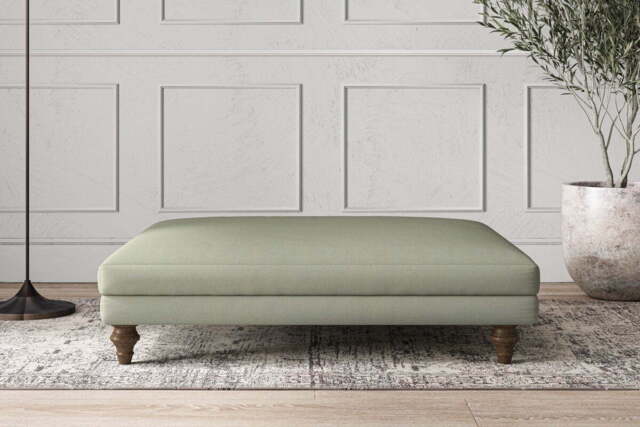 nkuku Deni Dining Footstool - Make To Order - Grand - Recycled Cotton Seaspray