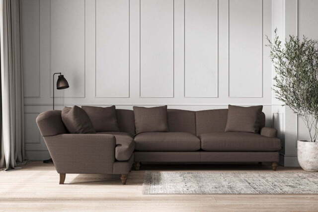 nkuku Deni Left Hand Corner Sofa - Make To Order - Grand - Recycled Cotton Mocha
