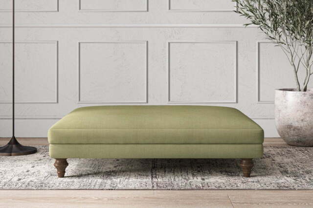nkuku Deni Dining Footstool - Make To Order - Grand - Brera Linen Sage