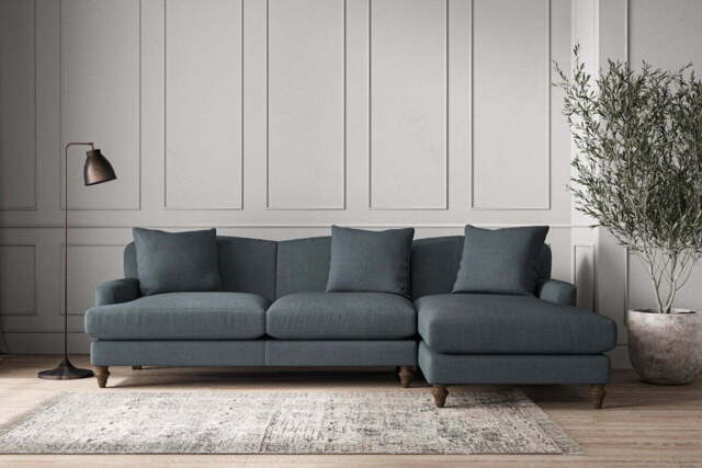 nkuku Deni Right Hand Chaise Sofa - Make To Order - Large - Brera Linen Dusk