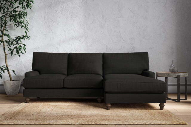 nkuku Marri Large Right Hand Chaise Sofa - Make To Order - Brera Linen Charcoal - No Colour