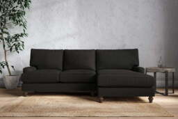 nkuku Marri Large Right Hand Chaise Sofa - Make To Order - Brera Linen Charcoal - No Colour