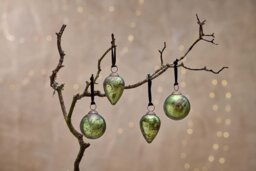 nkuku Jalshara Baubles Set Of 4 - Christmas Decorations - Moss