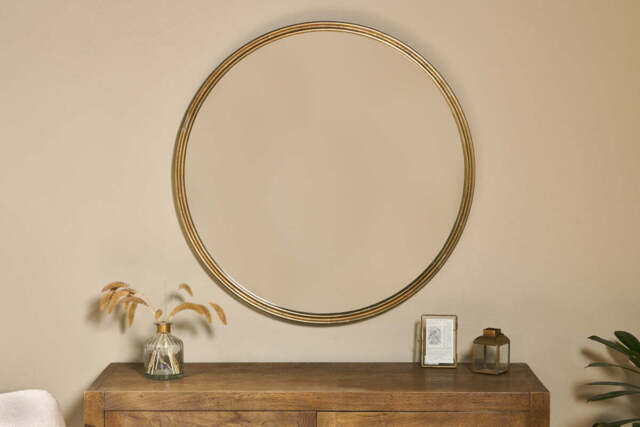 nkuku Almora Round Mirror - Mirrors - Large - Antique Brass